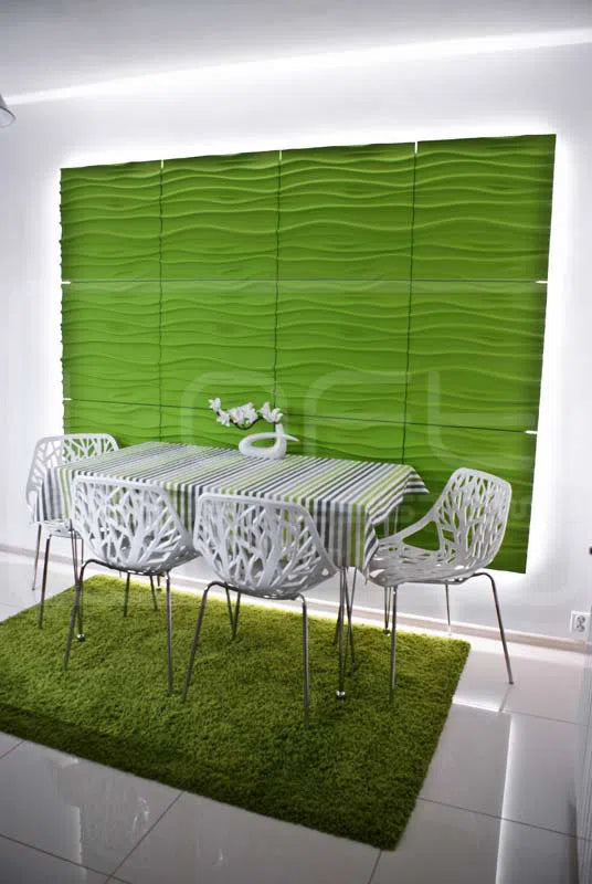 3D Gypsum Wall Art Panels green accent wall STREAM Decormania.eu