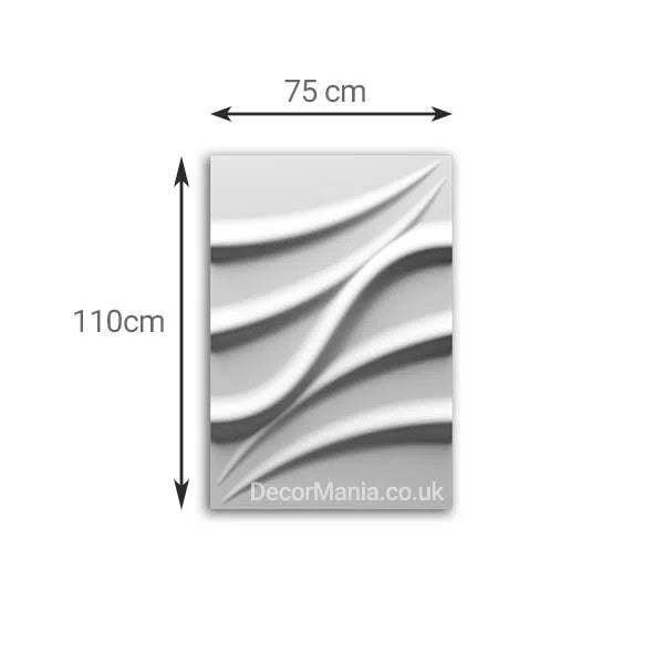 3D Gypsum Wall Art Panels on white background with dimensions TIDE DecorMania.eu