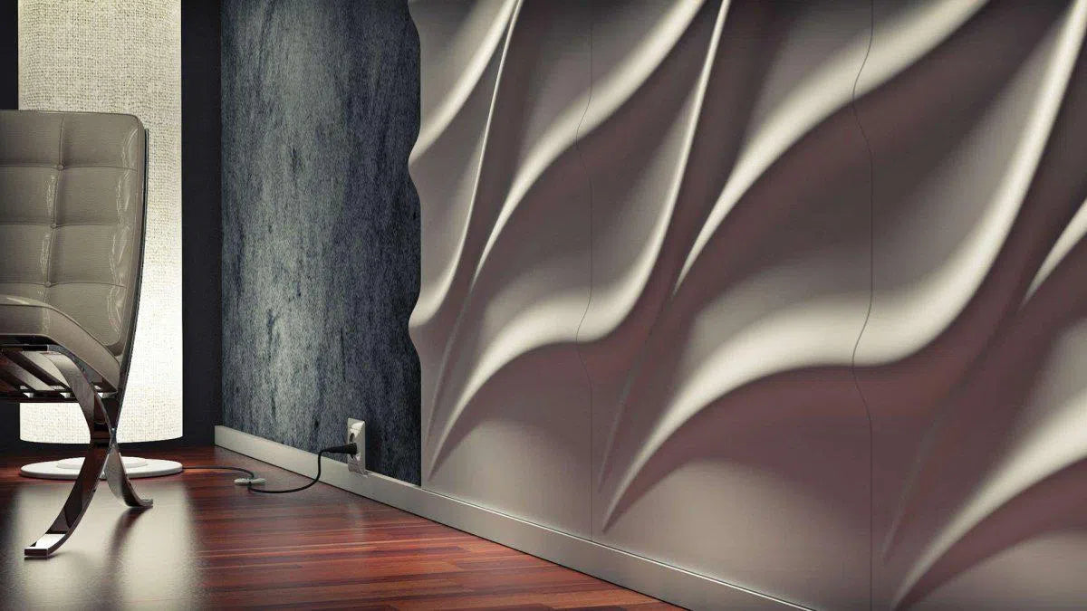 3D Gypsum Wall Art Panels TIDE in cozy interior closeup DecorMania.eu