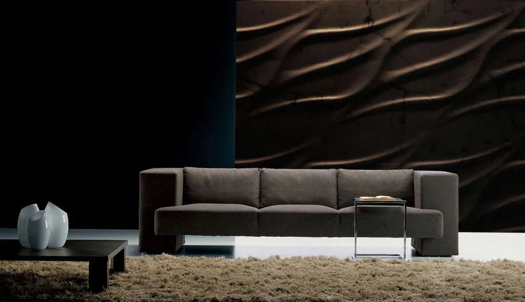 3D Gypsum Wall Art Panels in dark living room interior TIDE DecorMania.eu