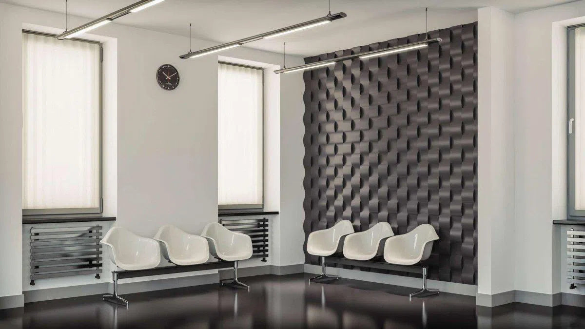 3D Gypsum Wall Art Panels TWIST in waiting room interior DecorMania.eu