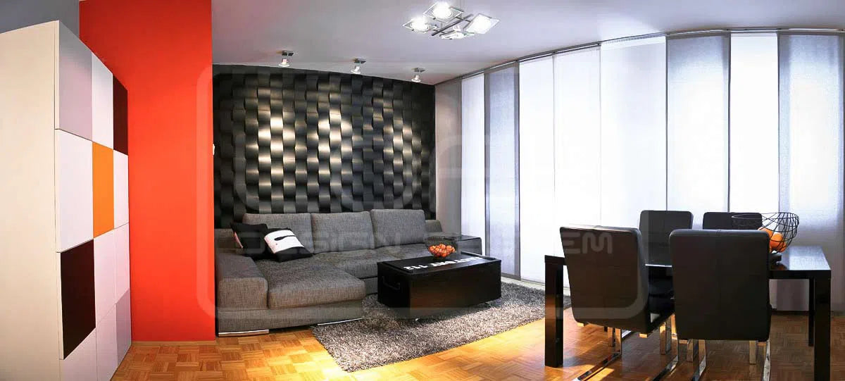 3D Gypsum Wall Art Panels TWIST in living room interior DecorMania.eu