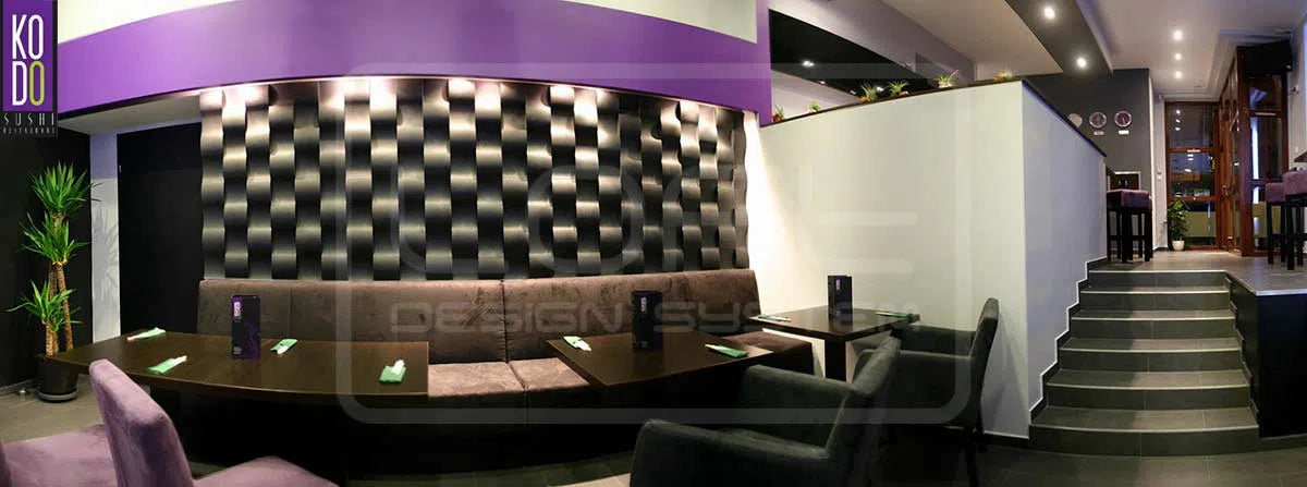 3D Gypsum Wall Art Panels TWIST in restaurant interior DecorMania.eu