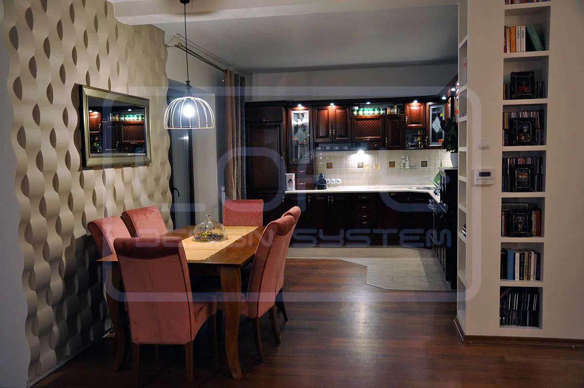 3D Gypsum Wall Art Panels TWIST in cozy home interior DecorMania.eu