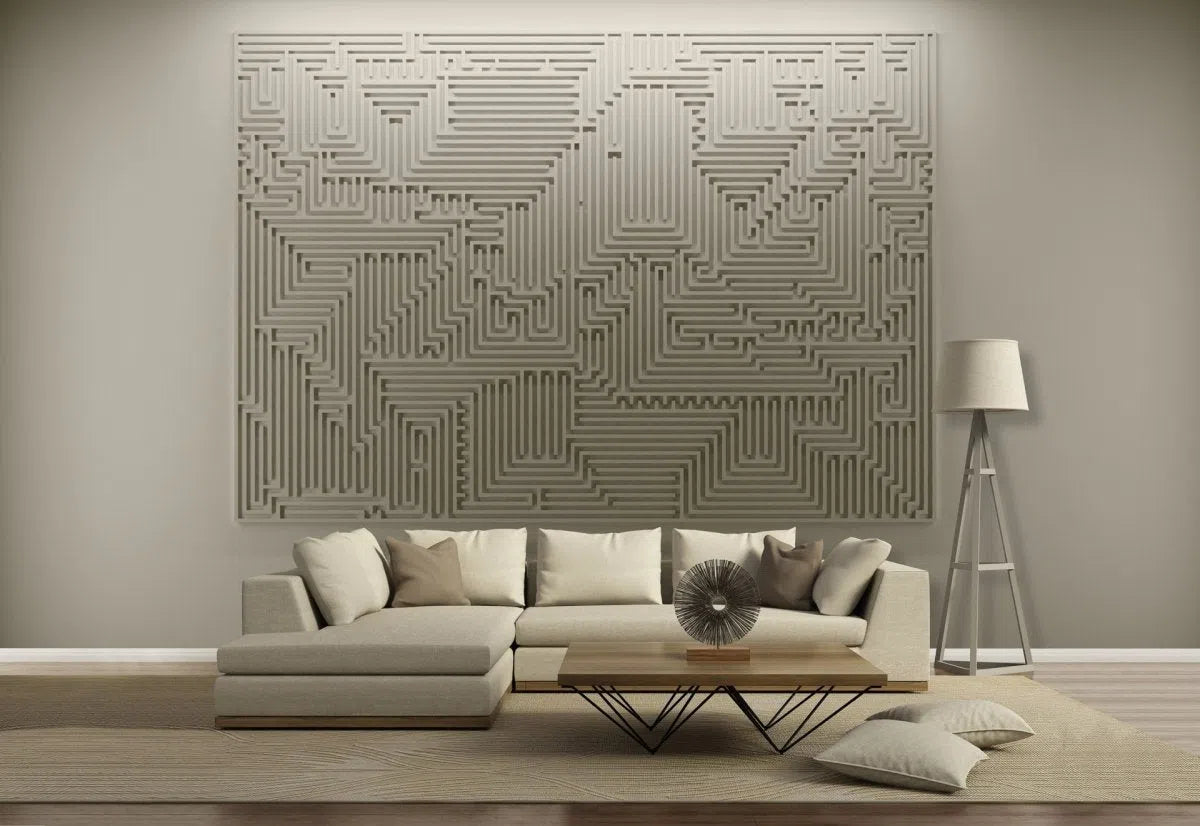 3D Gypsum Wall Panels Mural Set in living room interior ARCHETYPE DecorMania.eu