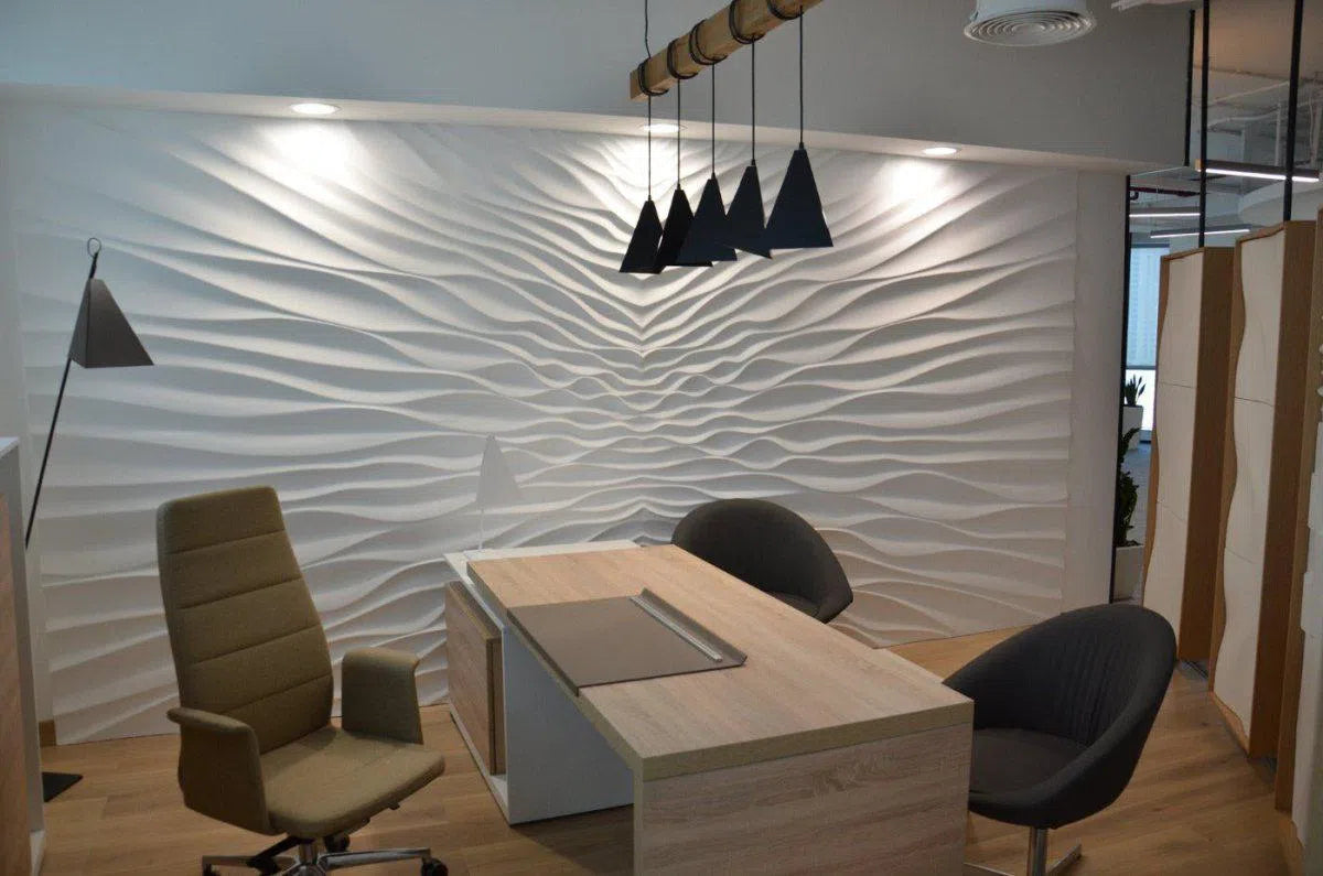 3D Gypsum Wall Panels Mural Set in office interior ILLUSION DecorMania.eu