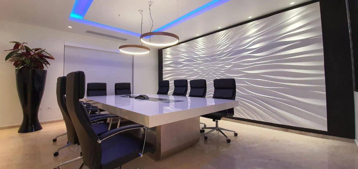 3D Gypsum Wall Panels Mural Set in conference room inerior ILLUSION DecorMania.eu