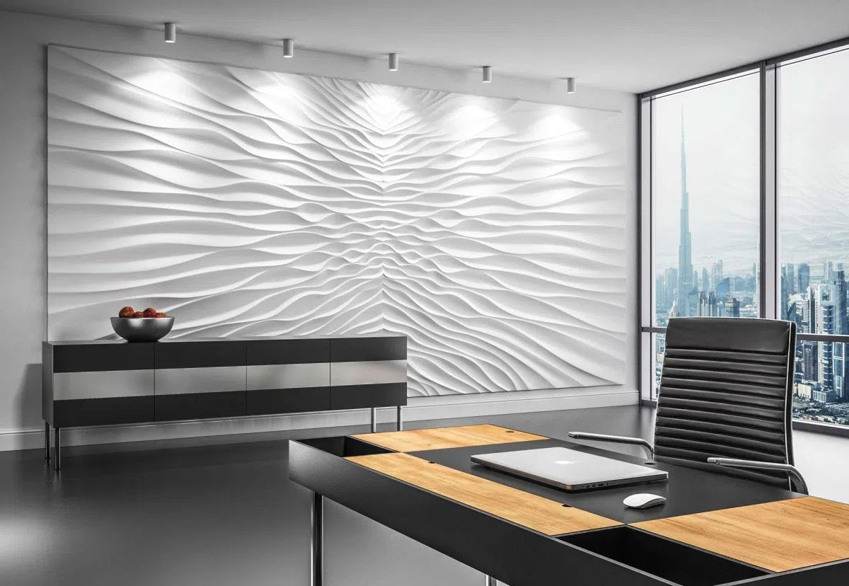 3D Gypsum Wall Panels Mural Set in office interior ILLUSION DecorMania.eu