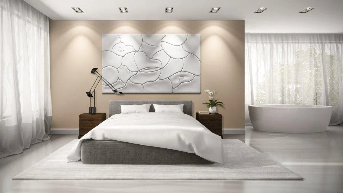 3D Gypsum Wall Panels Mural Set MOUGINS in bedroom inteiror DecorMania.eu