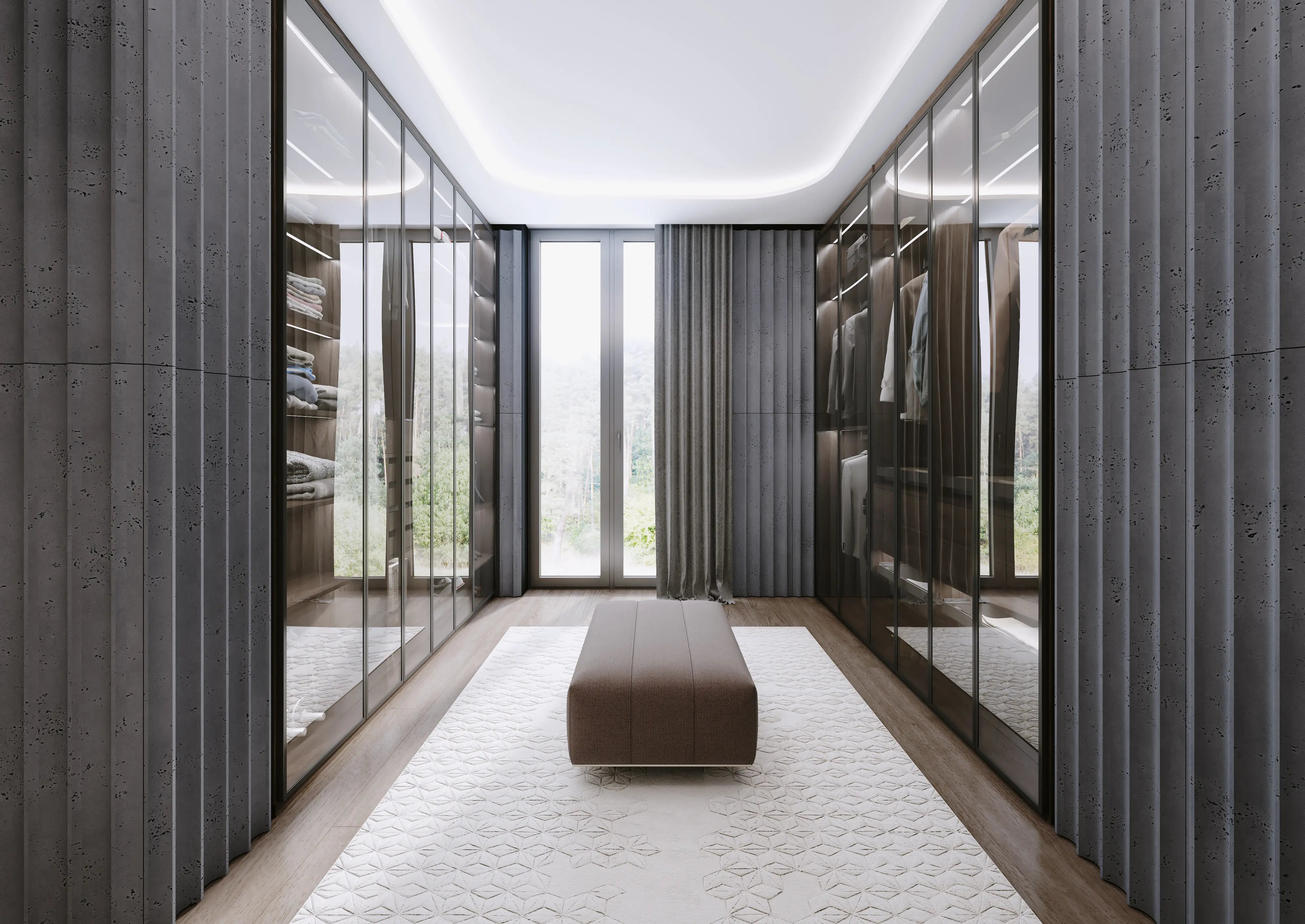 3D Concrete Wall Panel GROOVER in modern wardrobe Decormania.eu