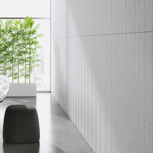 3D Concrete Wall Panel STRIPES in modern dining room interior DecorMania.eu