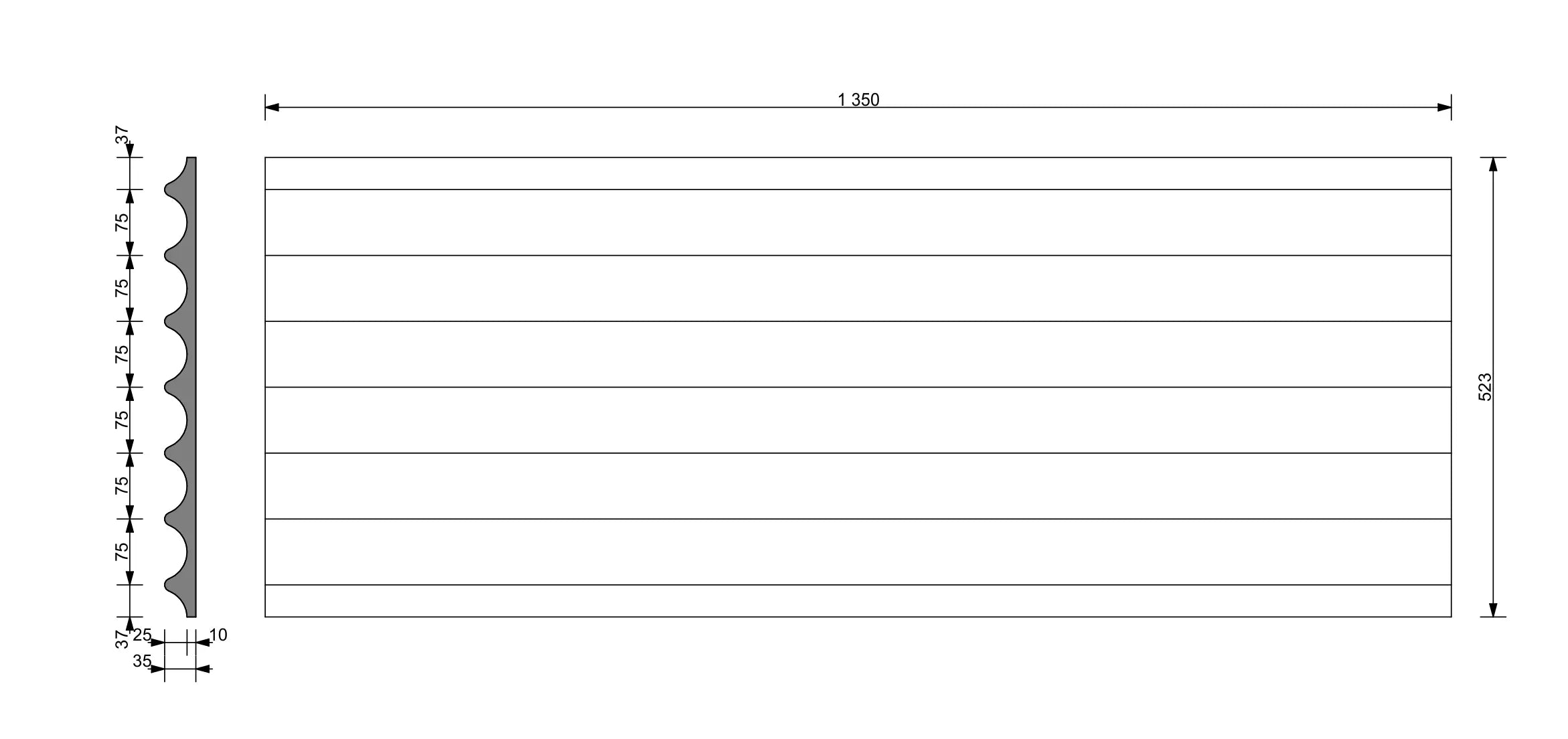 3D Concrete Wall Panels GROOVER S dimensions on white background DecorMania eu