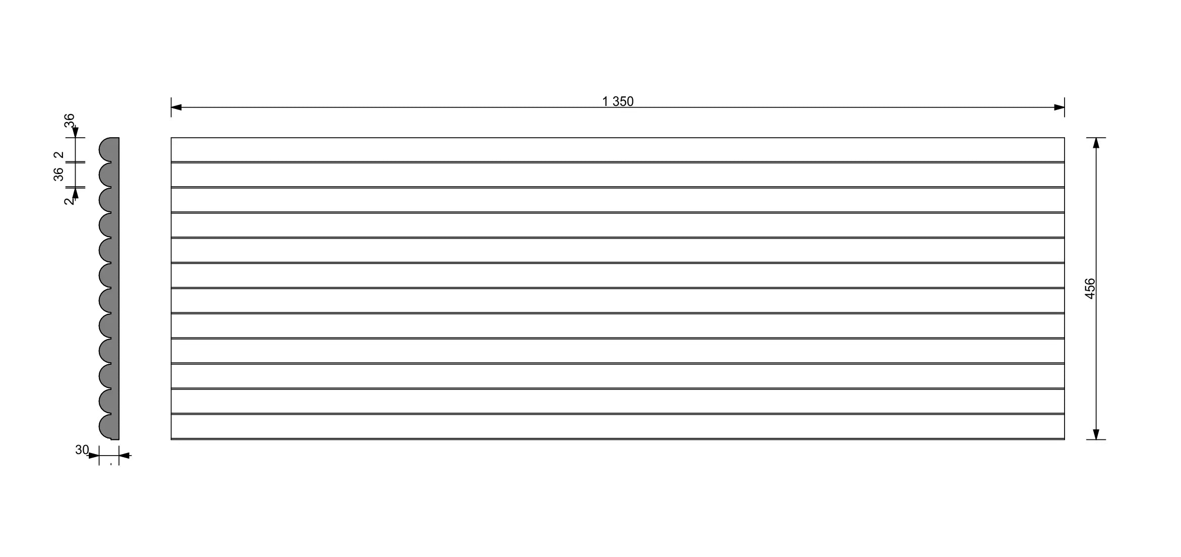 3D Concrete Wall Panels TUBES dimensions on white background DecorMania eu