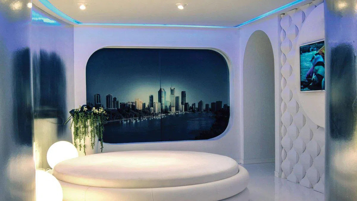 3D Gypsum Wall Art Panels in modern interior RAINDROP 60x60cm Decormania.eu