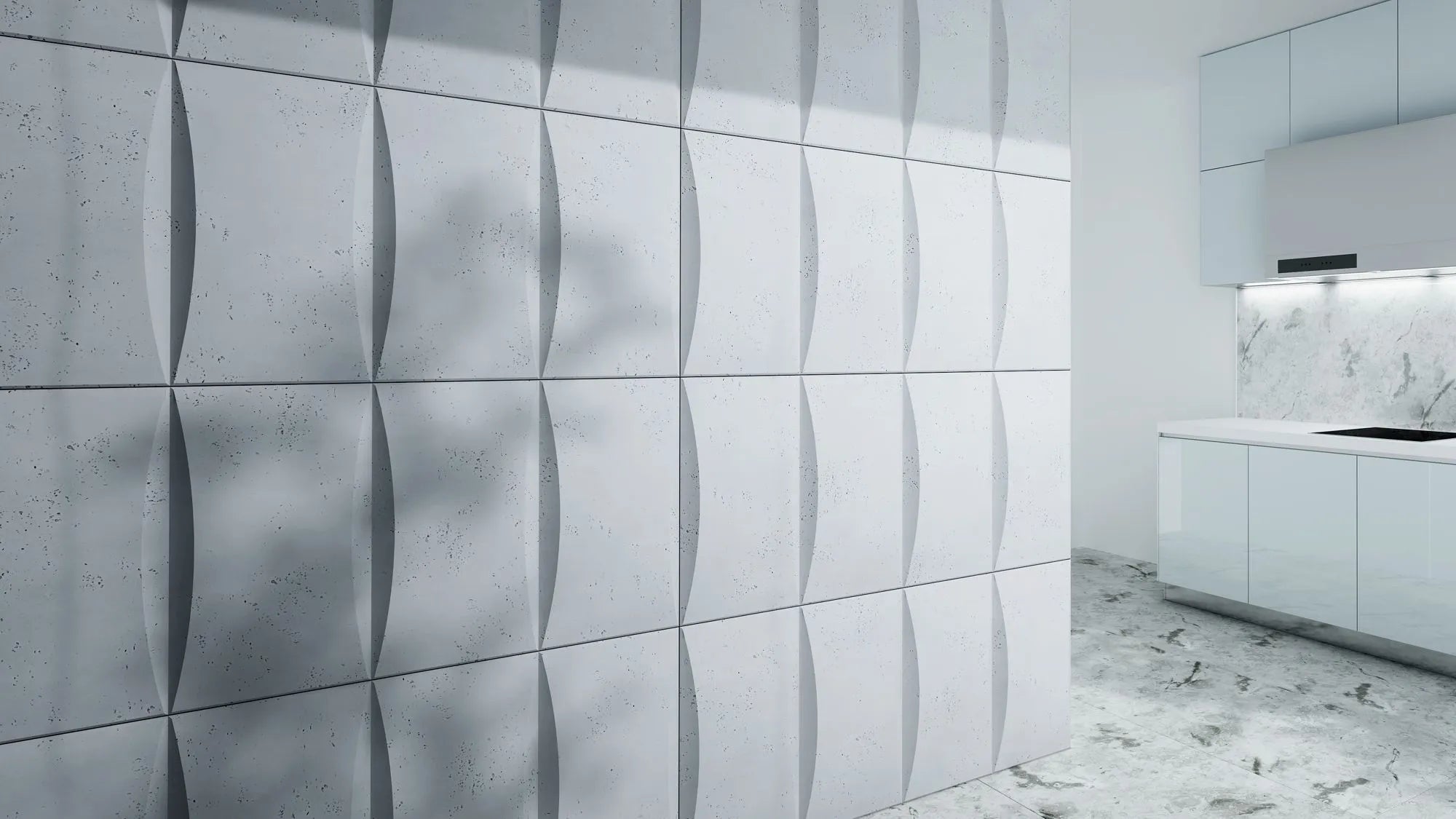 3D Concrete Wall Panels block feature wall in KITCHEN interior Decormania EU
