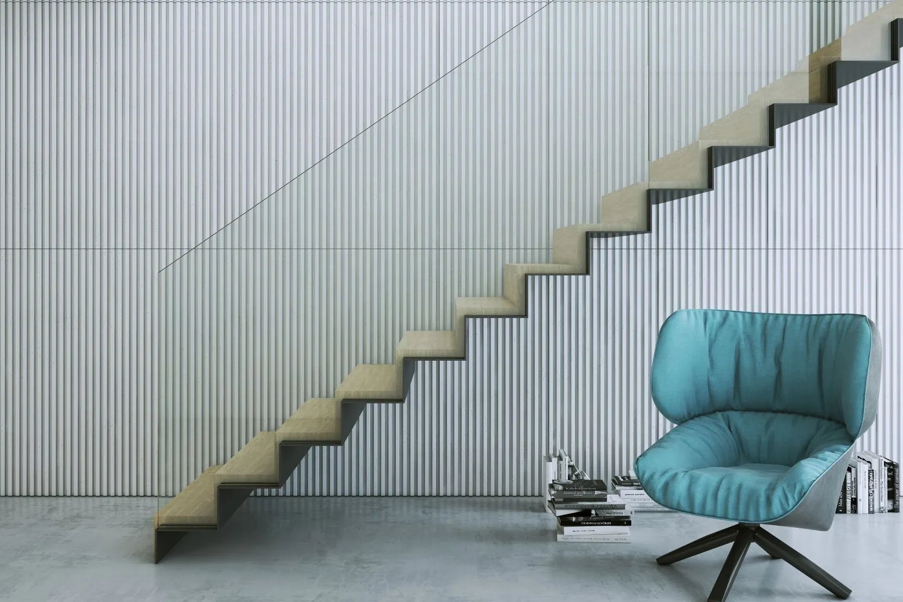 3D Concrete Wall Panels RIFT S in a modern hallway | DecorMania eu