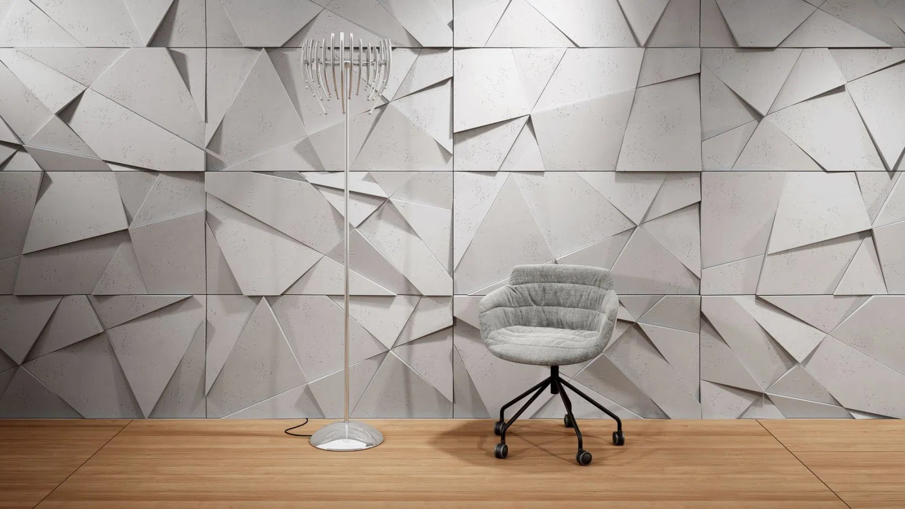 3D Concrete Wall Panels CRYSTAL in modern interior | DecorMania