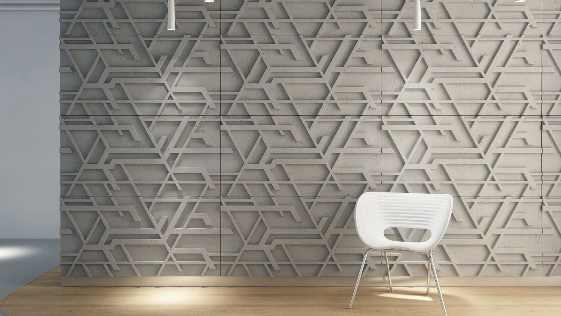 3D Concrete Wall Panels STELLAR in a stylish bedroom | DecorMania eu