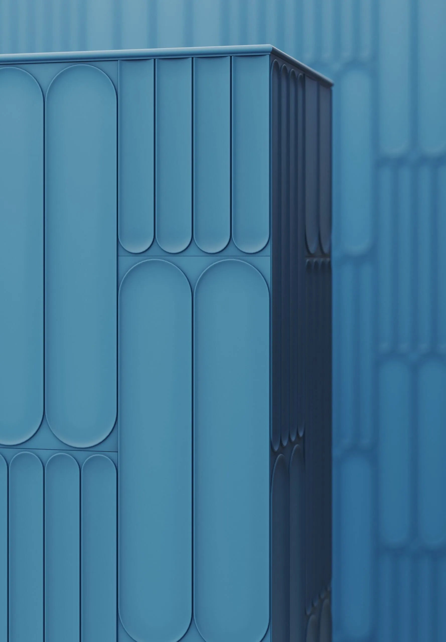 ARC L 3D Polyurethane Wall Art Panel in blue colour interior DecorMania.eu