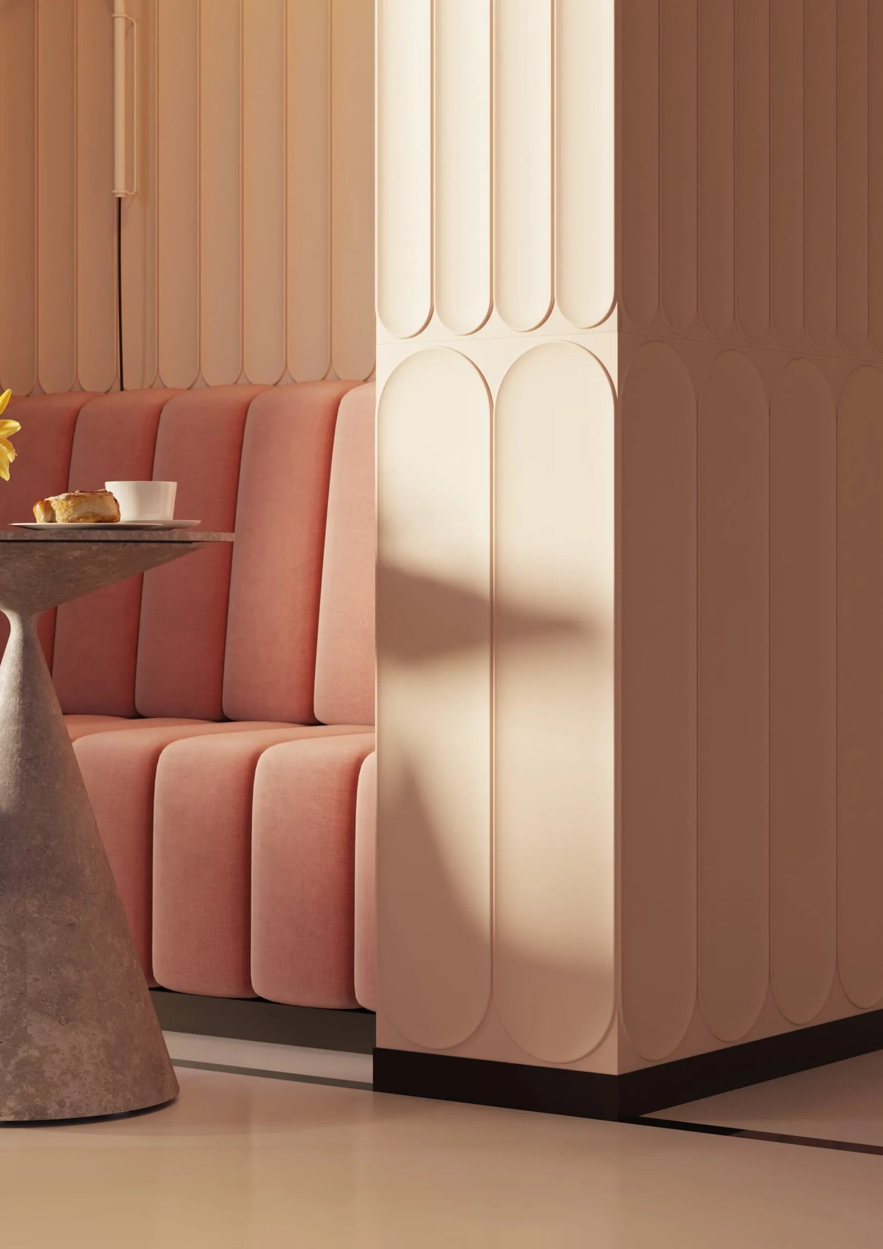 ARC L 3D Polyurethane Wall Art Panel in pink interior DecorMania.eu