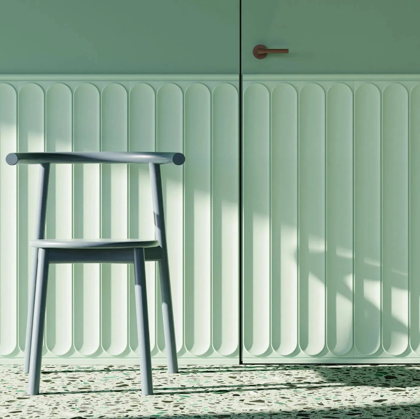 ARC S 3D Polyurethane Wall Art Panel in green colour interior closeup DecorMania.eu