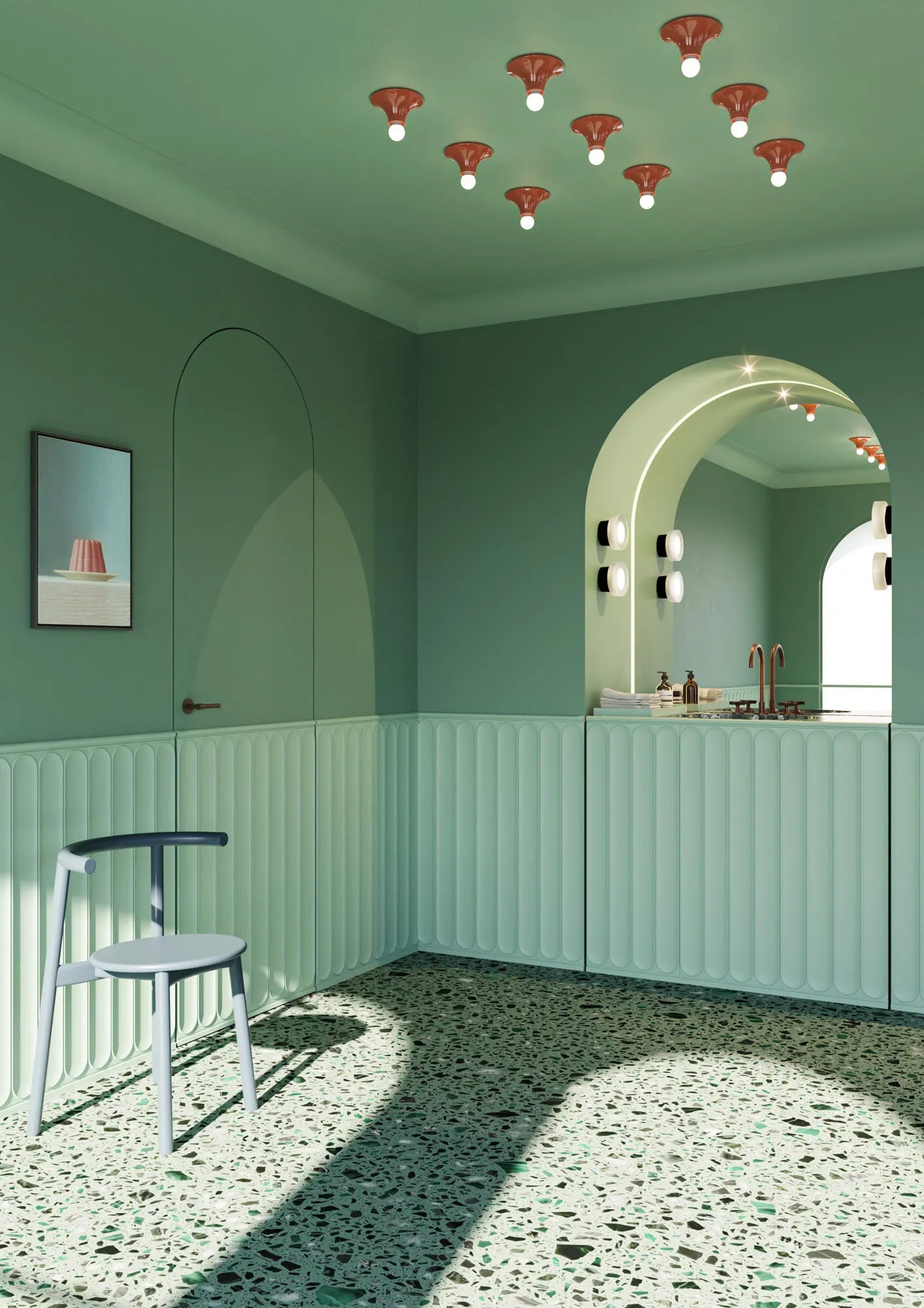 ARC S 3D Polyurethane Wall Art Panel  in green colour interior DecorMania.eu