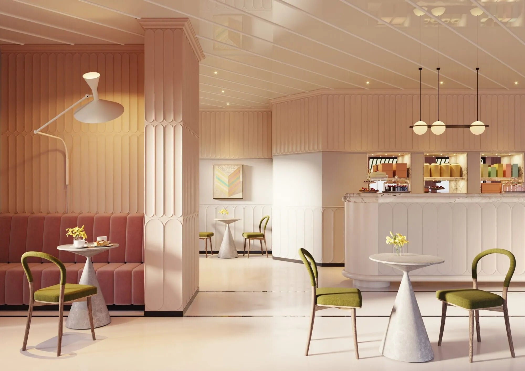 ARC S 3D Polyurethane Wall Art Panel in restaurant interior DecorMania.eu