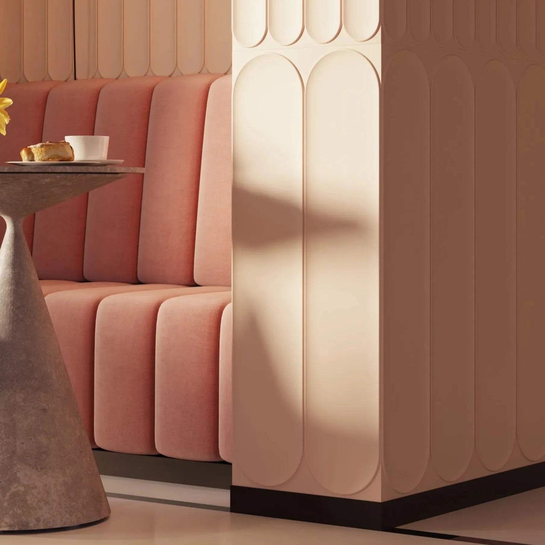 ARC S 3D Polyurethane Wall Art Panel in pink and coral colour interior DecorMania.eu