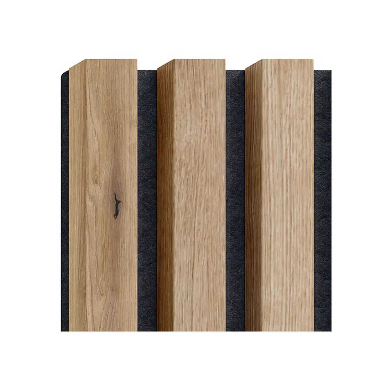 Wooden Acoustic Panels - Square OAK Wall Slats Sample on white background DecorMania.eu