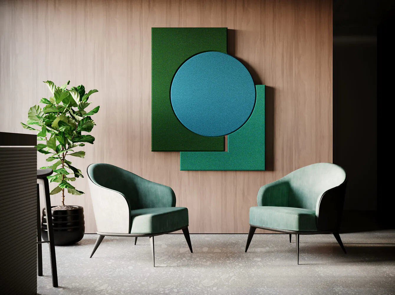 Acoustic Wall Art Panels CLASSIC 1 in cozy sitting area Decormania eu