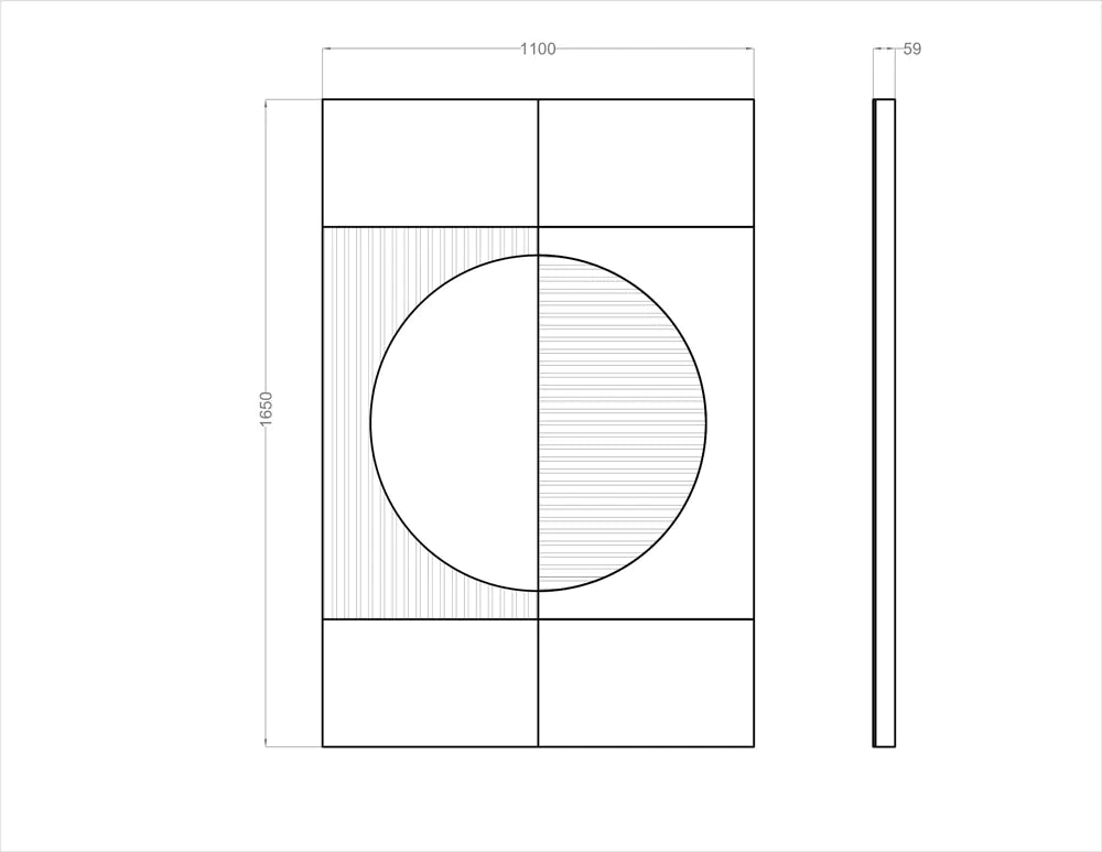 Acoustic Wall Art Panels RING 1 dimensions on white background Decormania eu