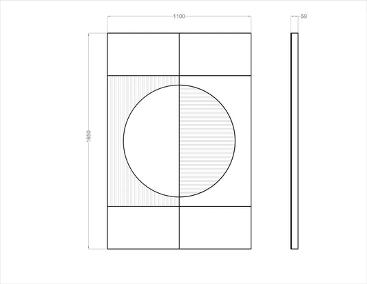 Acoustic Wall Art Panels RING 1 dimensions on white background Decormania eu