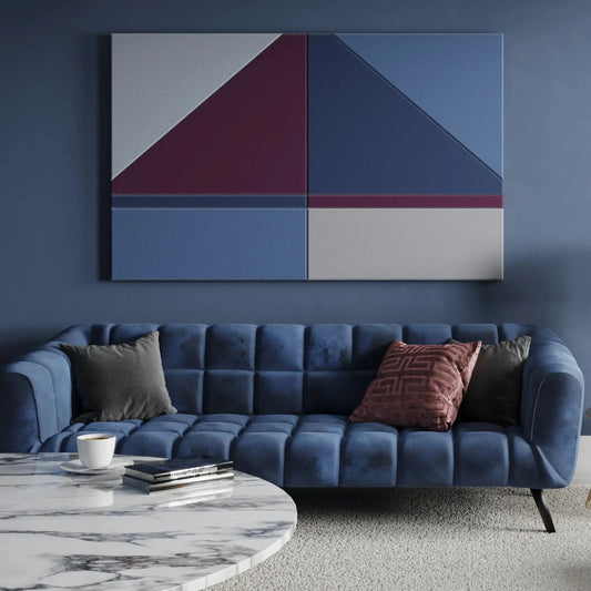 Acoustic Wall Art Panels SAIL 1 in blue living room interior Decormania eu