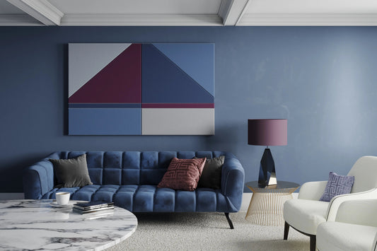 Acoustic Wall Art Panels SAIL 1 in blue living room interior Decormania eu