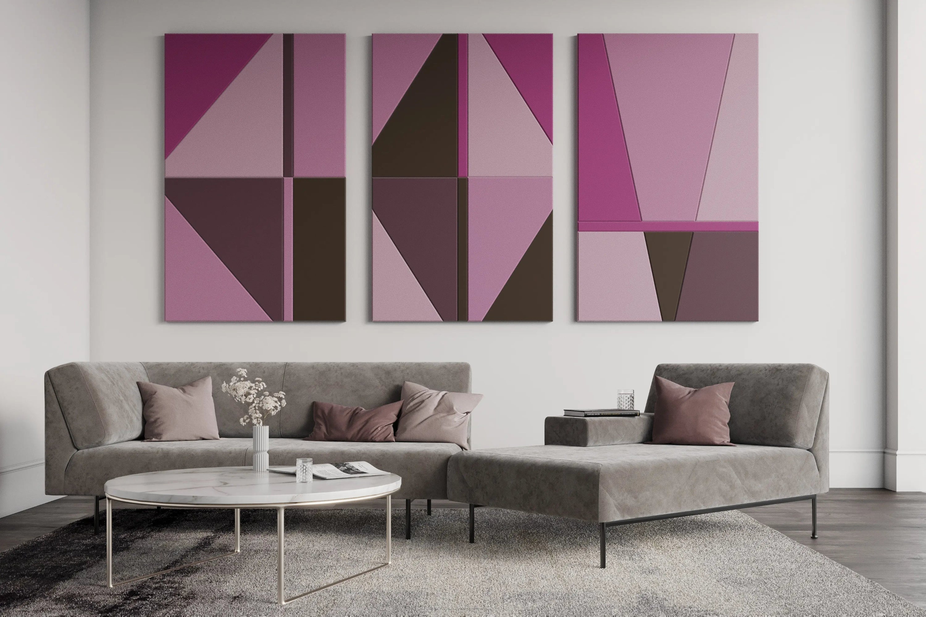 Acoustic Wall Art Panels SAIL 4 pink composition Decormania eu