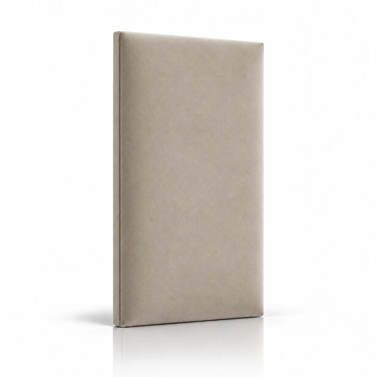 Warm ivory bespoke upholstered wall panel on white background