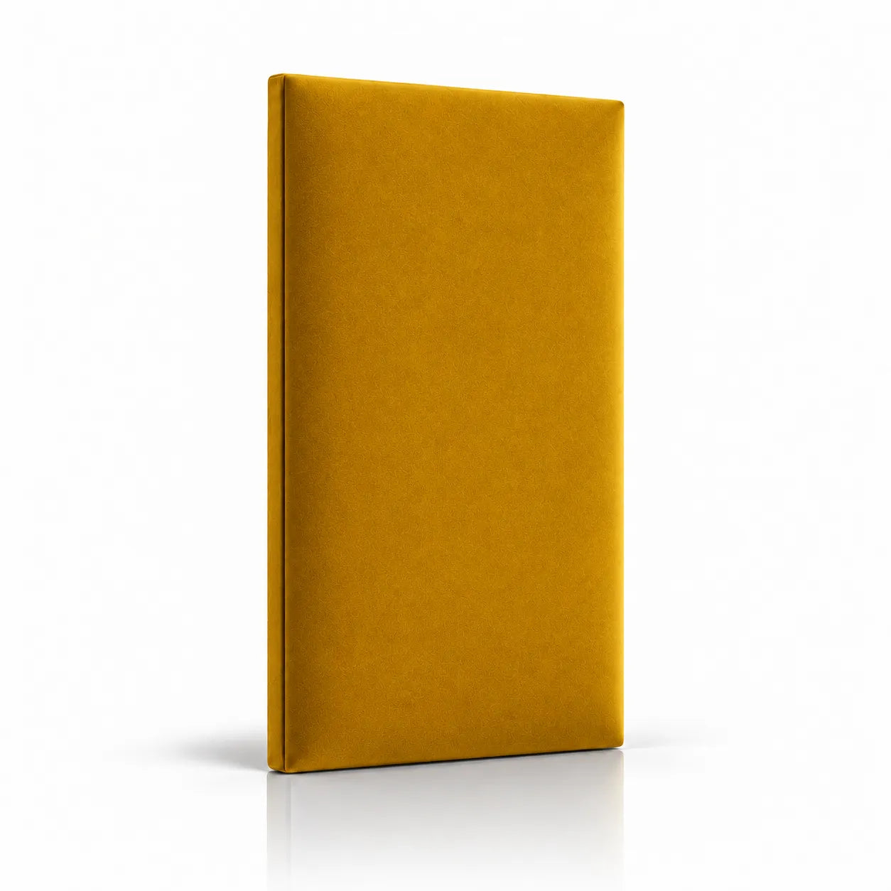 Ochre bespoke upholstered wall panel on white background