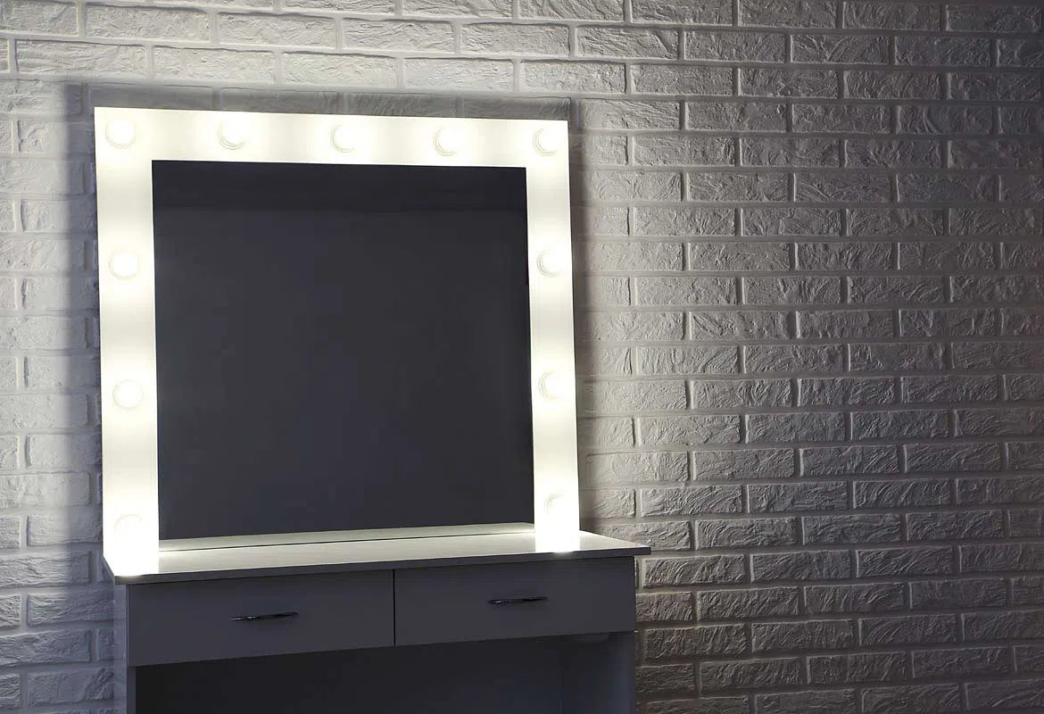 BRICK Polystyrene Wall Art – 3D Decorative Panels in white colour interior with mirror DecorMania.eu