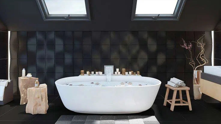 BUMP 3D Polyurethane Wall Art Panel  in bathroom interior DecorMania.eu