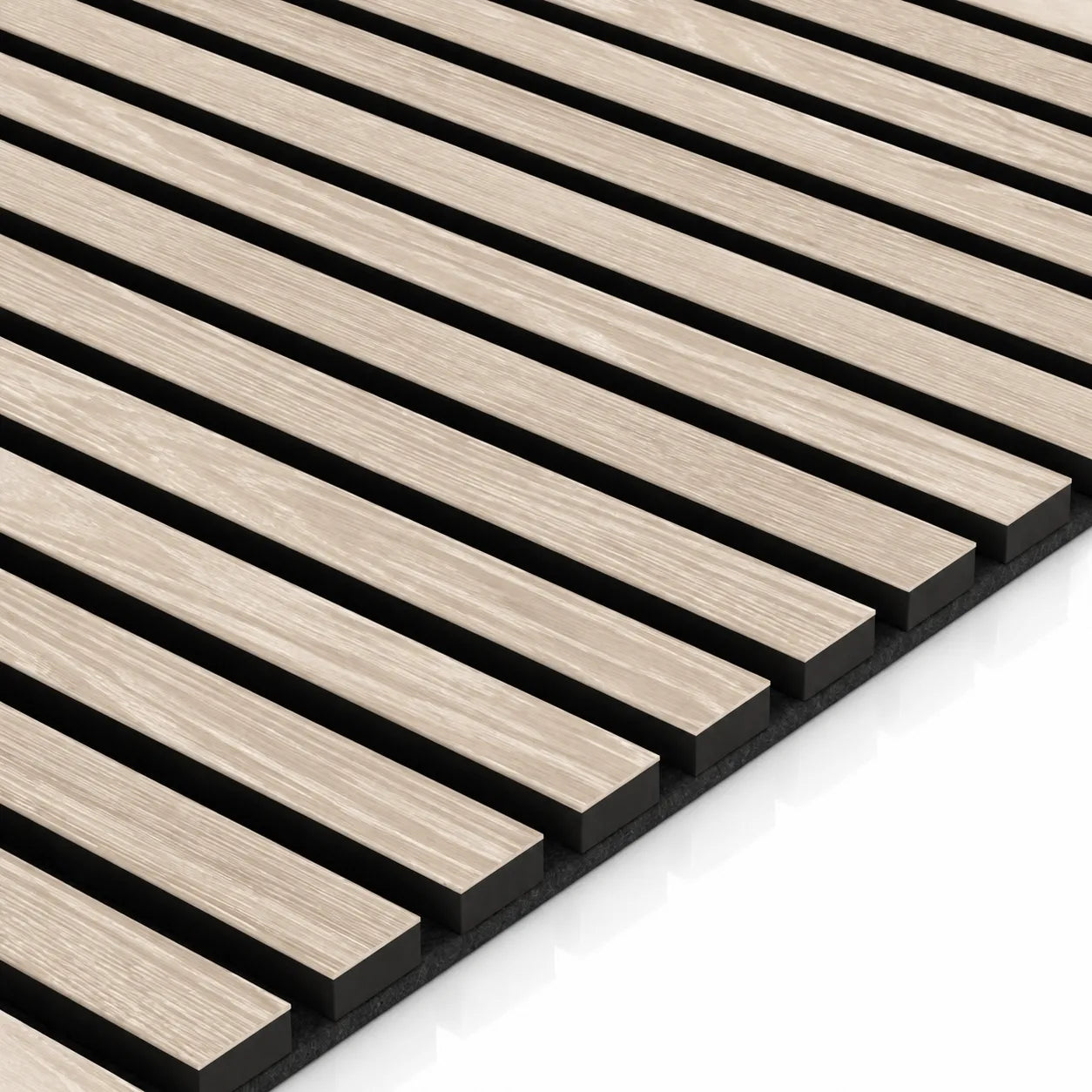 Bleached Oak acoustic slat panel showing light wood grain detail