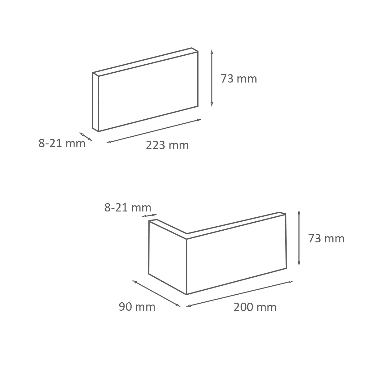 Brick Slips BOSTON Concrete Interior & Exterior - Box sizes on white background Decormania.eu