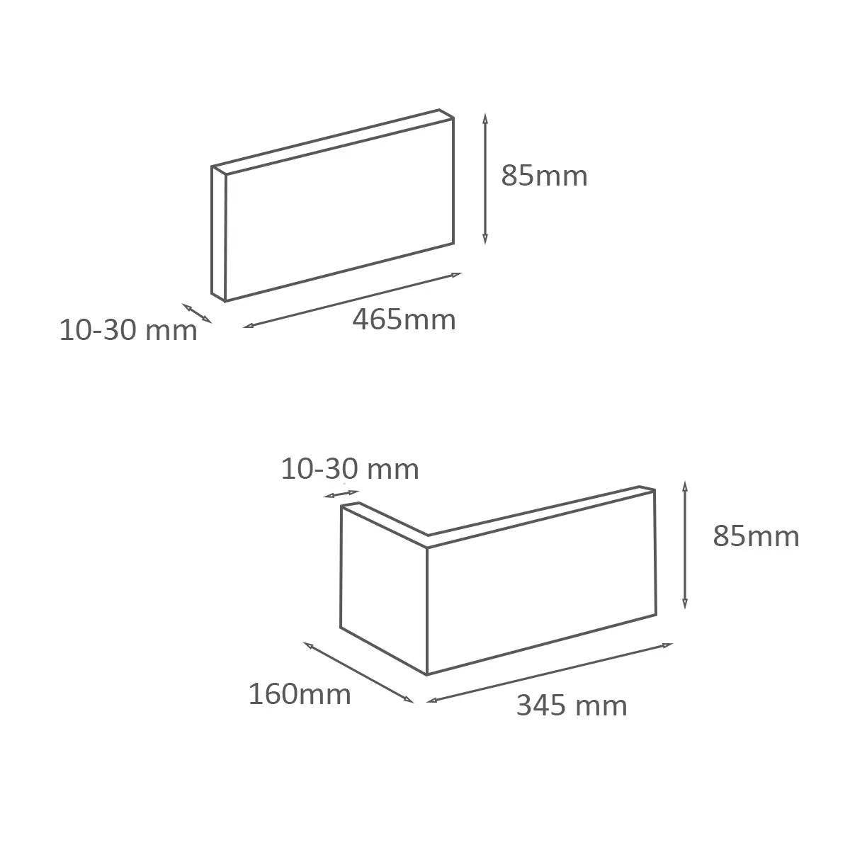 Brick Slips BRONX RED Concrete Interior & Exterior - Box dimensions on white background Decormania.eu