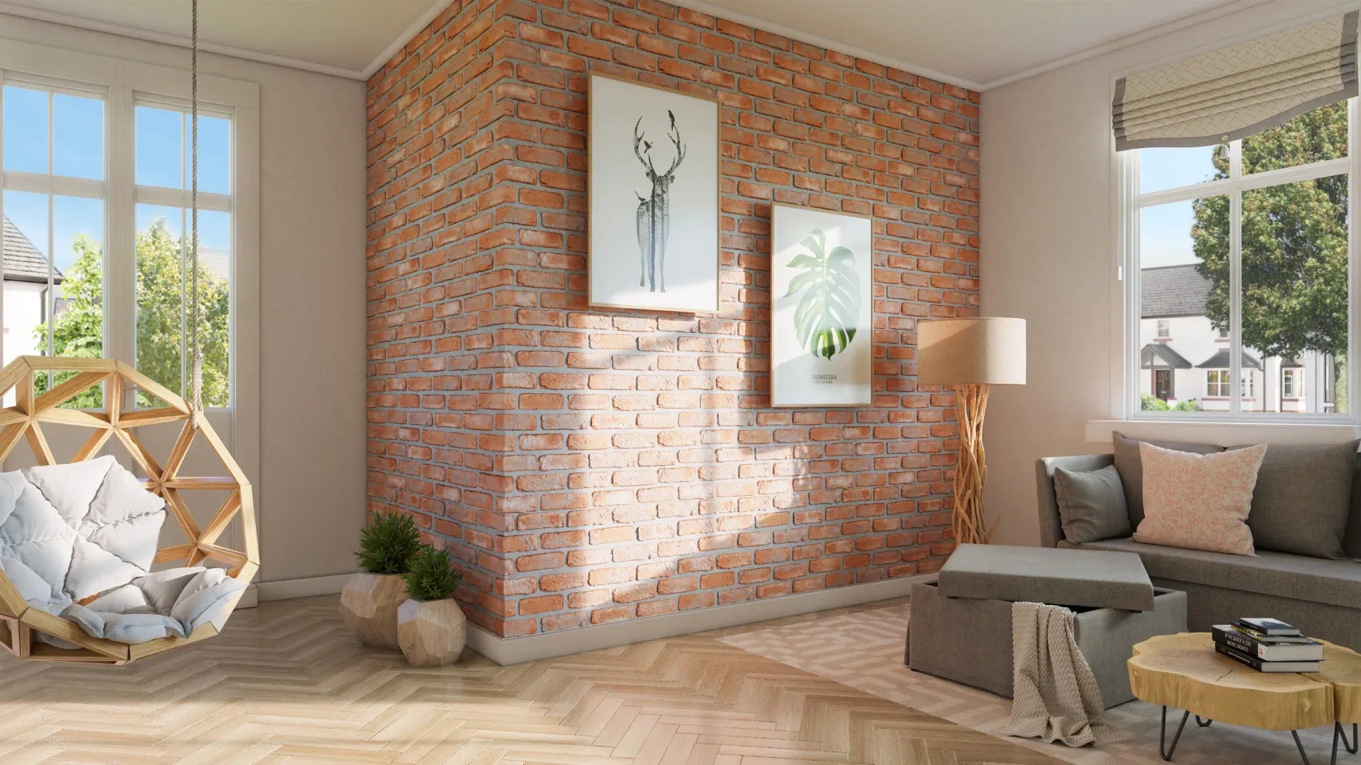 Brick Slips LOFT Gypsum Interior - box red brick feature wall Decormania.eu