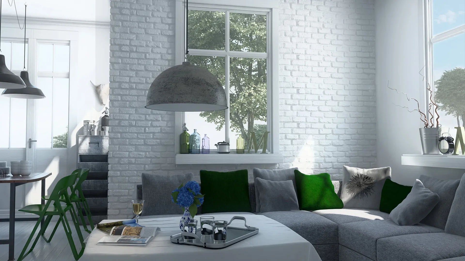 Brick Slips LOFT Gypsum Interior - box white feature wall Decormania.eu
