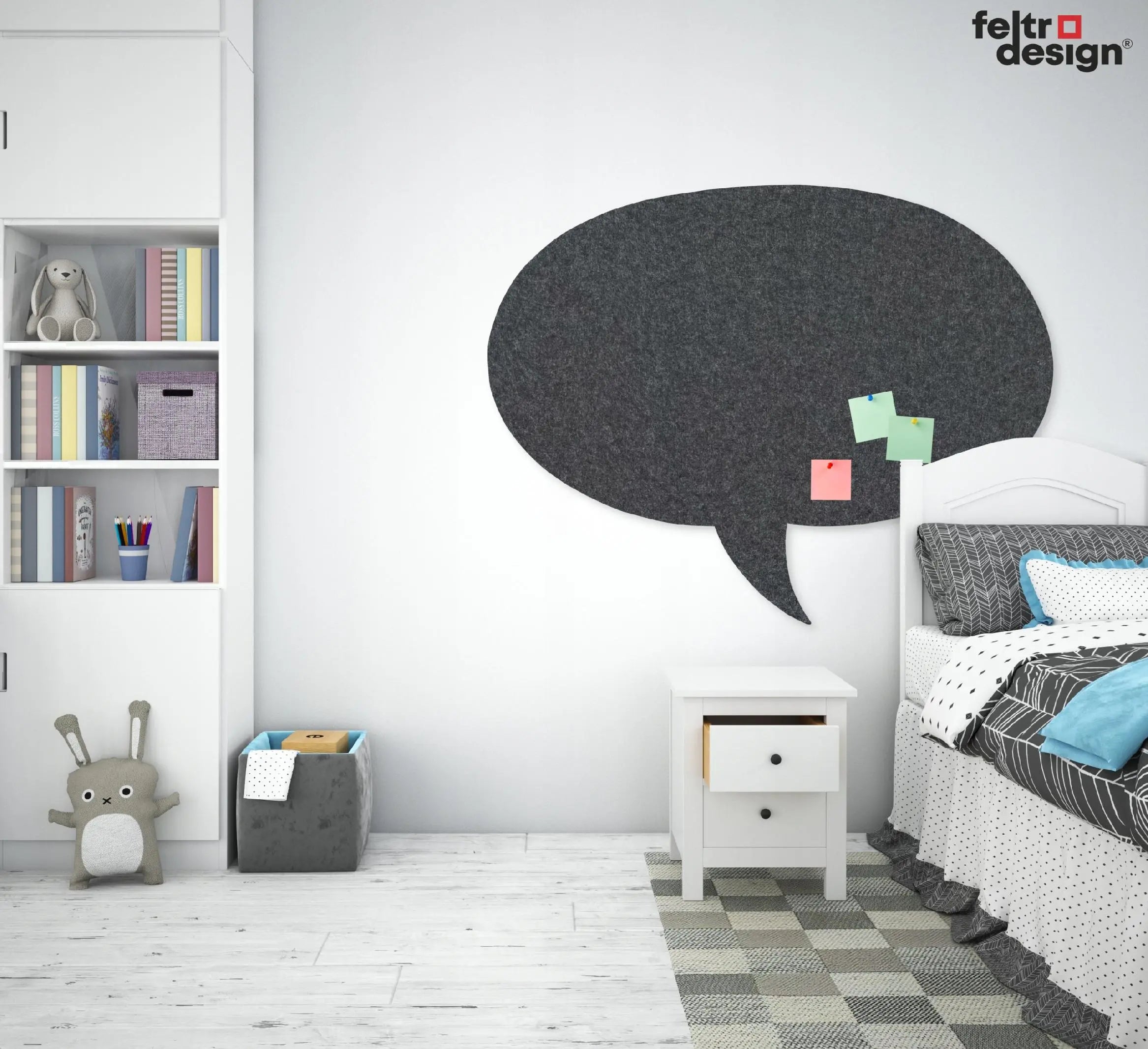 Bulletin Felt Pin Board - BUBBLE in bedroom interior Decormania EU