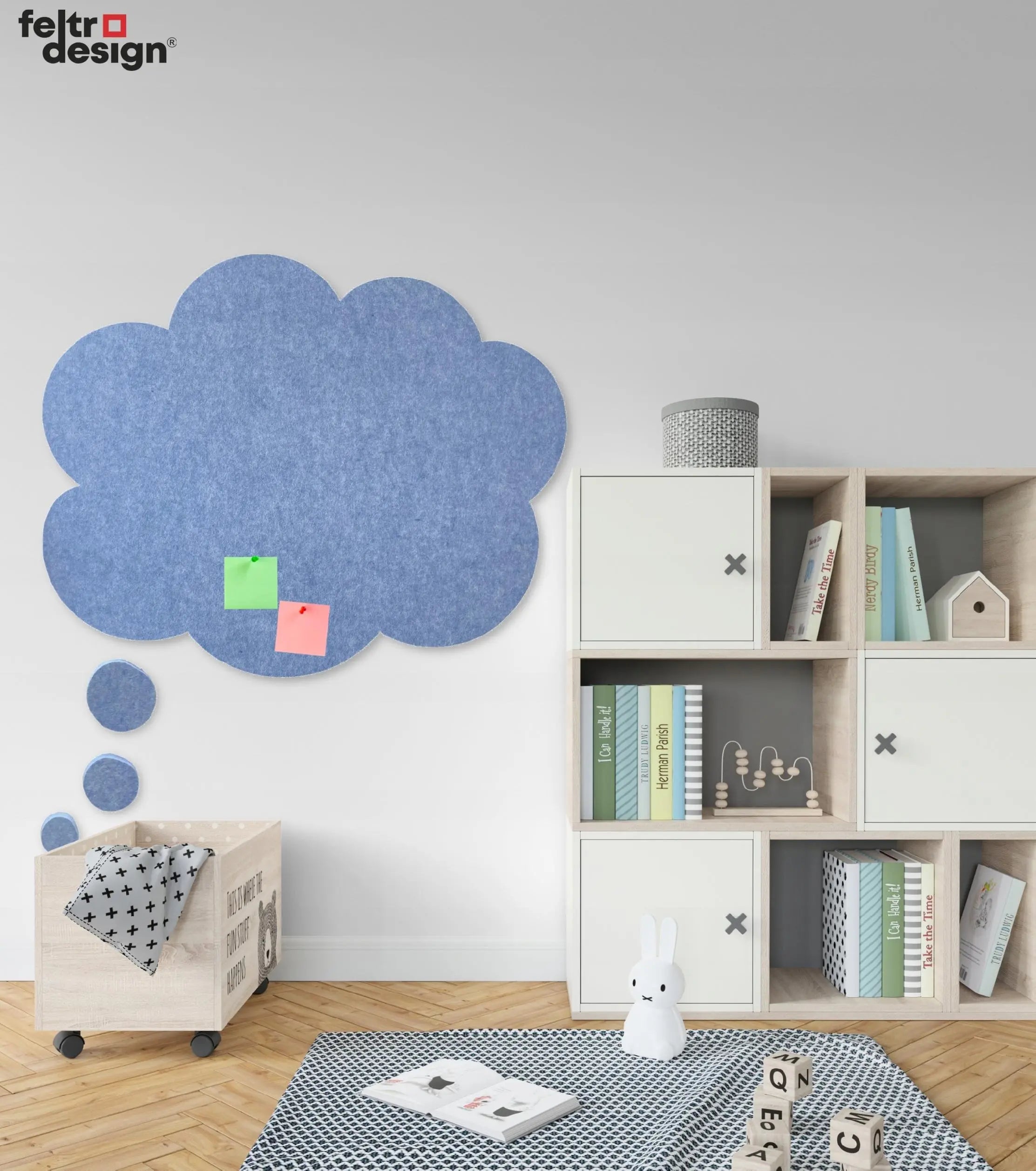 Bulletin Felt Pin Board - CLOUD in cozy childrens room Decormania EU