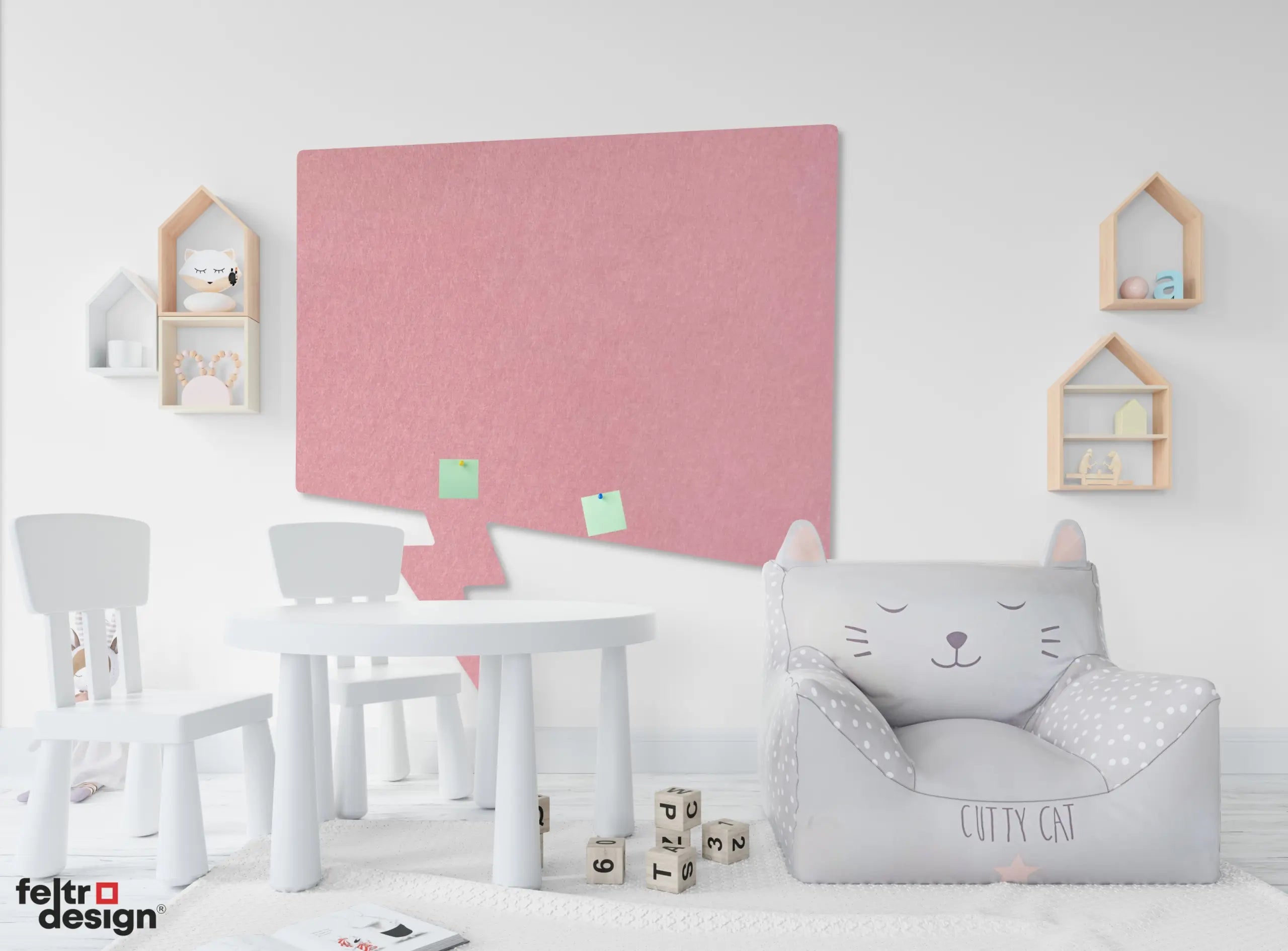 Bulletin Felt Pin Board - COMIC  in white colour childerns room interior Decormania EU