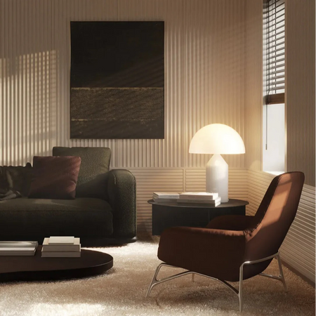 CANELE L 3D Polyurethane Wall Art Panel in light living room space closeup DecorMania.eu