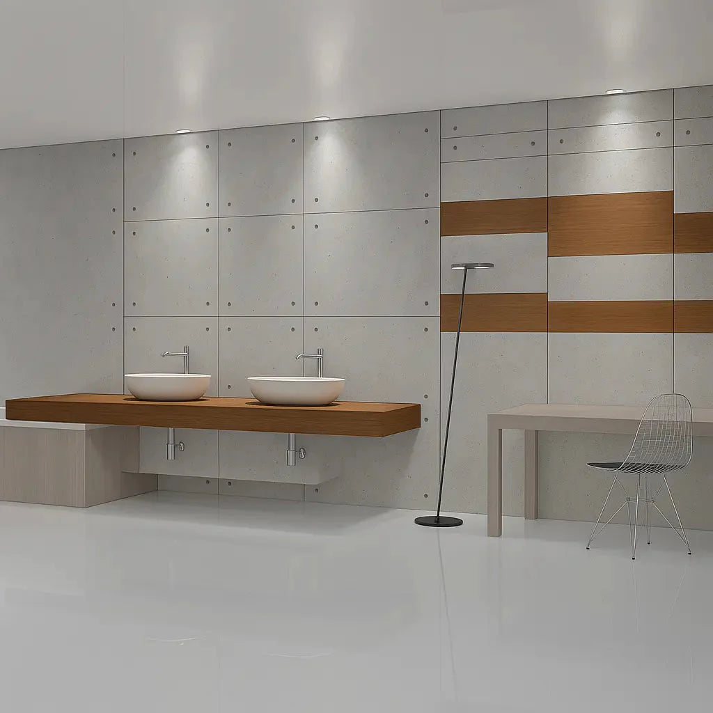 CONCLAD® Faux Concrete Decorative Panels - Natural Grey in bathroom interior Decormania eu