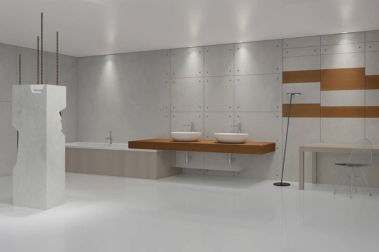 CONCLAD® Faux Concrete Decorative Panels - Natural Grey in bathroom interior Decormania eu